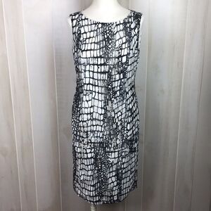 Lafayette 148 Womens  Sheath Dress Size 2 Black & White Sleeveless